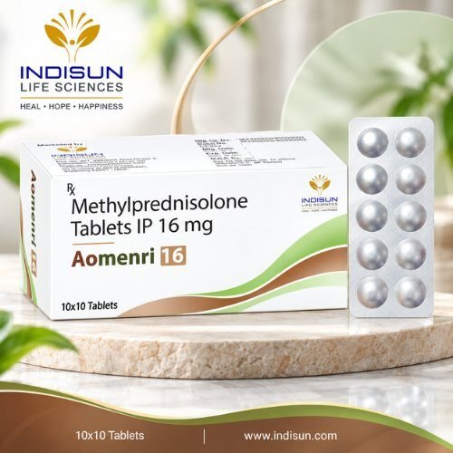 Aomenri 16 carton and blister — Methylprednisolone Tablets IP 16 mg, 10x10 tablets