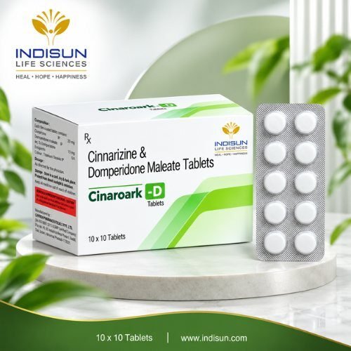 Cinaroark-D carton and blister — Cinnarizine and Domperidone Maleate Tablets, 10x10 tablets