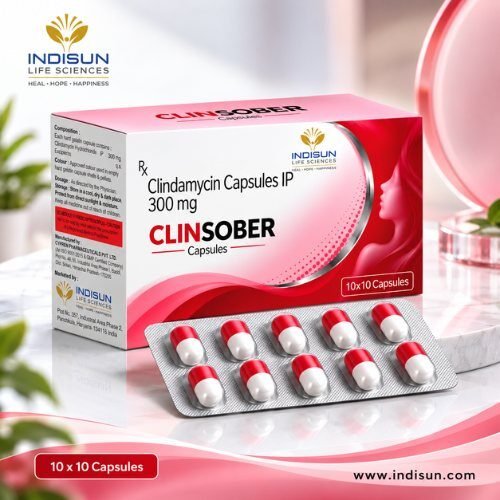 Clinsober carton and blister — Clindamycin Capsules IP 300 mg, 10x10 capsules